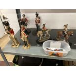 20th cent. Military figures in 18th/19th cent. costume, D.L.I. Queen's Lancers Reg (height 9ins),