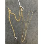 Hallmarked Jewellery: Two 9ct gold chains, one curb link 18ins, and a fetter and three link with a