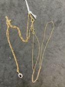 Hallmarked Jewellery: Two 9ct gold chains, one curb link 18ins, and a fetter and three link with a