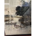 Late 19th cent. Chinese silk embroidery cats and trees, framed, C.E. Punsford Fine Art Dealer