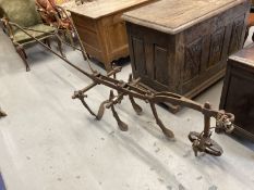 Agricultural Antiques: Mid 19th cent. Horse drawn cast iron cultivator plough with directional