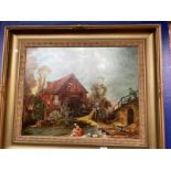 After Francois Boucher 1978 copy of Le Moulin oil on board. 27ins. x 23ins.