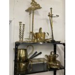 19th cent. and later Metalware: Brass open twist candlesticks, a pair 12ins, set of three Punch &