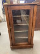 19th cent. Inlaid mahogany music cabinet with glazed door to front. 20½ins. x 13½ins.