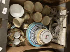 20th cent. Ceramics & Metalware: Set of six Studio pottery goblets, Japanese tea set, Chinese