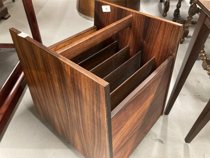 Danish Furniture: Bruksbo Rolf Hesland (original label) rosewood magazine/record caddy. 13½ins. x - Image 2 of 2