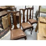 20th cent. Mahogany Queen Anne style dining chairs, drop in seats on cabriole legs. (6)