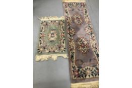 Carpets & Rugs: Chinese hand washed runner, mauve ground, floral decoration in reds, blues, greens