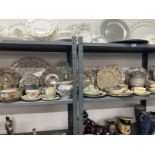 20th cent. Pottery: Chintz pattern plates, jugs, cups and saucers, etc. Various makers, Crown Ducal,