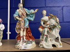 Sampson Porcelain: Late 19th cent. figure groups, one of Europa and the bull 10¾ins, the other of