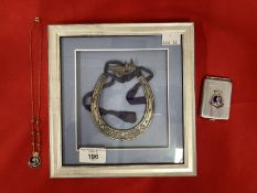 Militaria/Royal Navy: H.M.S. Rodney sweetheart pendant, Vesta case and good luck horseshoe,