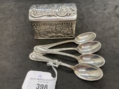 White metal trinket box with Dutch export marks and English import marks plus other Dutch marks.