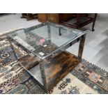 Retro Furniture: Merrow Associates Richard Young glass/chrome/rosewood 'The Gresley' coffee table.