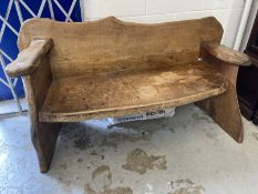 20th cent. Rustic elm two seater bench. 53ins. x 17ins. x 31ins.
