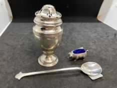 Hallmarked Silver: Jam spoon with a trefoil handle hallmarked Sheffield, pin cushion in the shape of