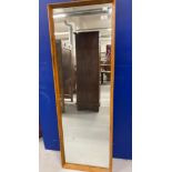 1960s Retro Furniture: teak wall mirror. 16ins. x 49ins.