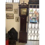 Clocks: Mid 18th cent. Longcase Thomas Hall Romsey Hampshire, brass silvered dial 10ins face,