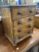 19th cent. Apprentice mahogany dwarf chest of four drawers. 15ins. x 19ins. x 12ins.