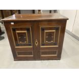 18th cent. Continental table cabinet with later adaptations, the two doors with arched panels