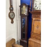 Clocks: 20th cent. Small longcase clock, mahogany case, eight day movement, brass dial.