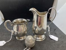 Hallmarked Silver: Cream jugs, Dennison Birmingham, the other London worn maker mark, approx.
