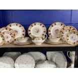Pottery porcelain Royal Albert Lady Hamilton pattern dinner plates (10½ins) x 6, salad plates (8ins)