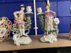 English Porcelain: 18th cent. Derby candlestick figures of the Ranelagh Dancers, each standing