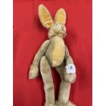 Toys: 20th cent. Steiff plush rabbit, chrome stud right ear. 18ins.