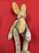 Toys: 20th cent. Steiff plush rabbit, chrome stud right ear. 18ins.