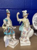 Derby Porcelain: Derby figures of Mars and Minerva on square bases, some restoration. A pair. 7½
