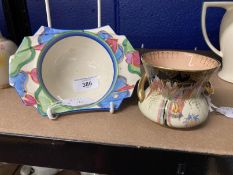 20th cent. Ceramics: Carltonware sketching bird of paradise lustre two handle narrow neck vase,