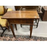 Continental one drawer side table on square tapered legs. 31½ins. x 16ins. x 31ins.