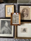 British School: Various engravings and prints, William Cheselden esq. framed and glazed, 10½ins. x