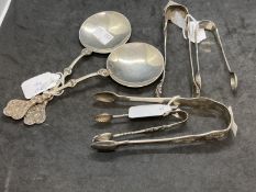 Hallmarked Silver: Arts and Crafts dessert serving spoons with interesting trefoil handles,