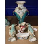 19th cent. Worcester vase in the Sevres style (AF), Ridgeway vases a pair, Coalport vase and small