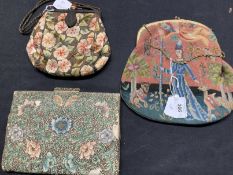 Ismay Collection: Early 20th cent. Fashion: Evening handbags, embroidered bag, cord handle, the