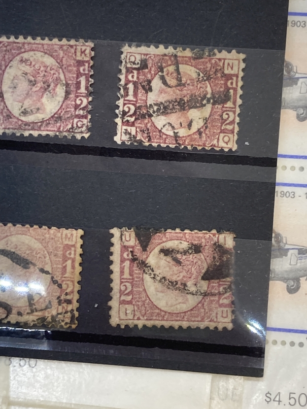 Stamps: 19th cent. GB line engraved. Twelve SG49 ½d rose, various plate numbers, all used, lightly - Image 4 of 4