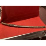 Edged Weapons: Japanese WWII era NCO Sword with floral decorated bronze Tsuba, shagreen grip and