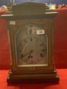 Clocks: 19th cent. Bracket 8 day clock with mahogany case, silvered dial with chime/silent aperture.