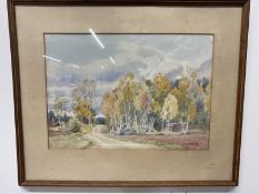 Carl (Karl) Felkel (1896-1980): Watercolour on paper, 1949 'Autumn in Delsbo Sweden', signed