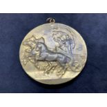 Olympic Games: 1908 pewter gilt Participation Medal, on the obverse is a Greek quadriga with the