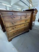 Late 18th cent. Mahogany chest of drawers, rectangular top with carved moulded edge, a brushing