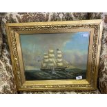 20th cent. Maritime study oil on canvas, American whaler at sea, signed F. Singer, framed and
