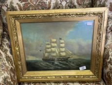 20th cent. Maritime study oil on canvas, American whaler at sea, signed F. Singer, framed and