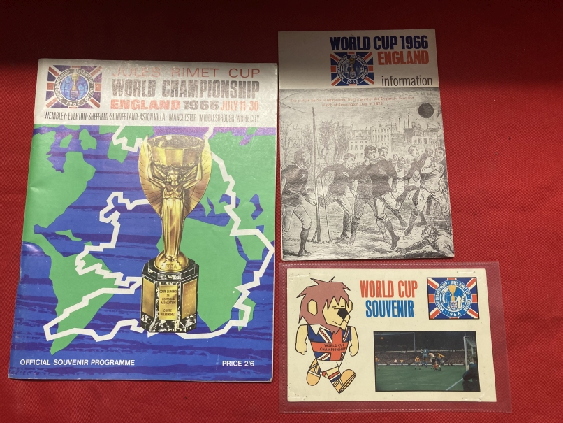 Football: 1966 World Cup Championship Souvenir Programme, information sheet World Cup Willie card.