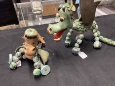 Toys: Pelham Puppets mother and baby dragons 'Puff' and 'Puff Puff'. (2)