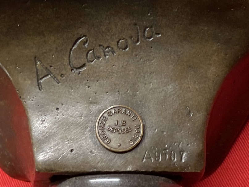 After A. Canova bronze bust of Napoleon signed A. Canova and stamped bronze Garanti Paris J.B. - Image 3 of 3