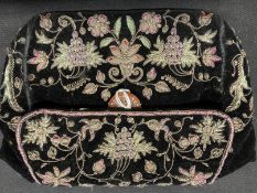 Ismay Collection: Early 20th cent. Fashion: Evening handbags, black velvet clutch purse heavily