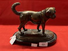 After Joseph Victor Chemin (1825-1901) bronze figure of a dog on an oval black marble base. Bronze