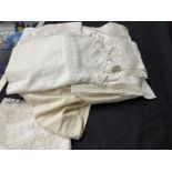 Ismay Collection: Early 20th cent. Linen: Lace tea tablecloths and tray cloths, white dinner